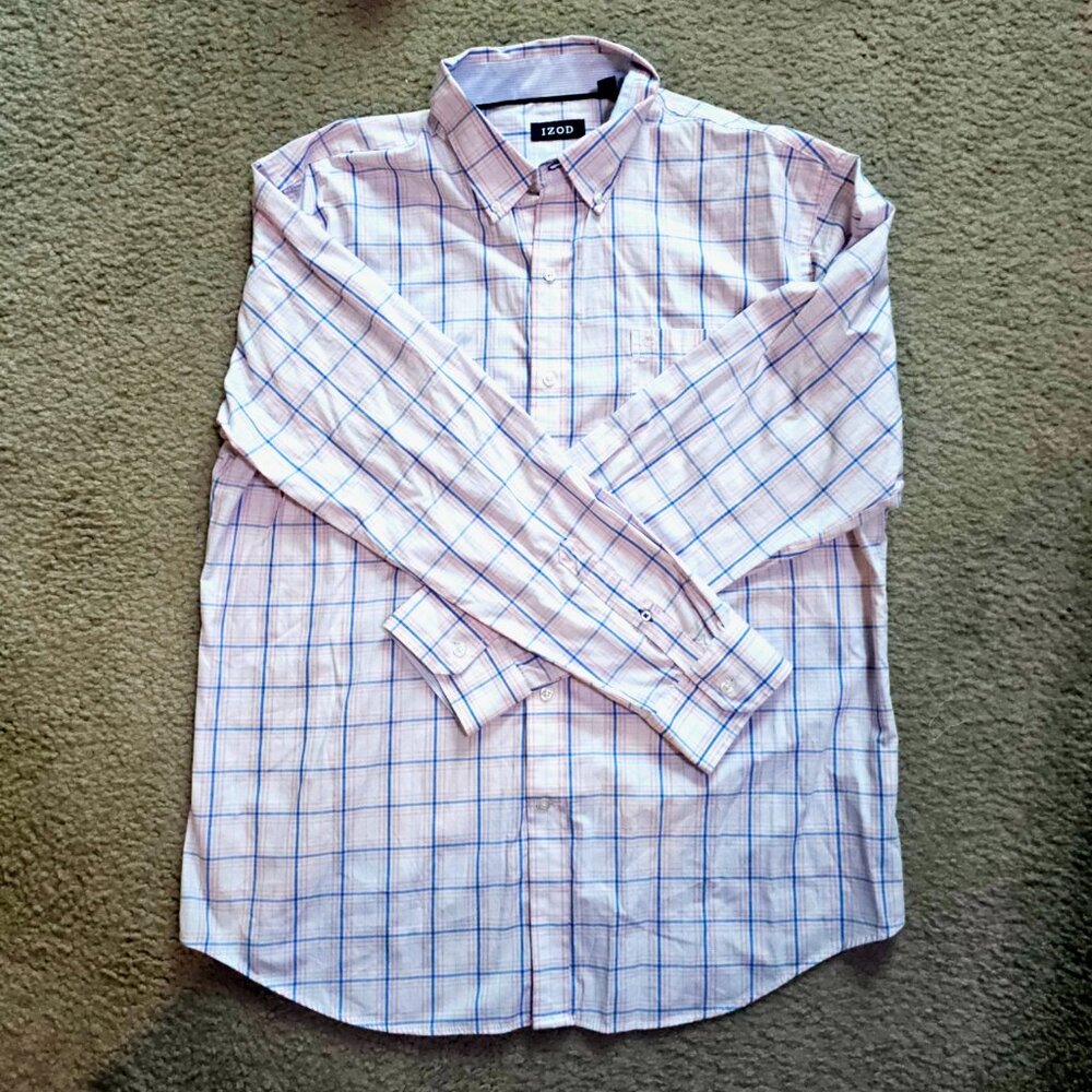 IZOD Men's Premium Essentials Long-Sleeve Shirt - Coral Blush Pink X-Large (XL)